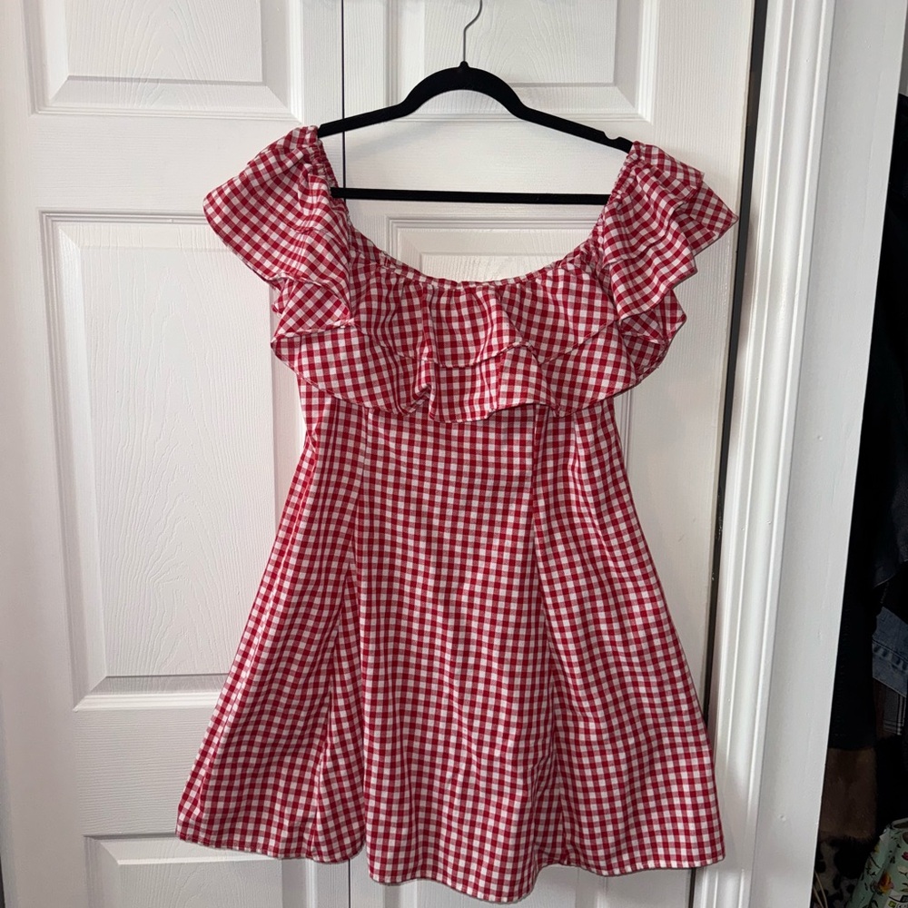 Red Gingham Ruffle Dress